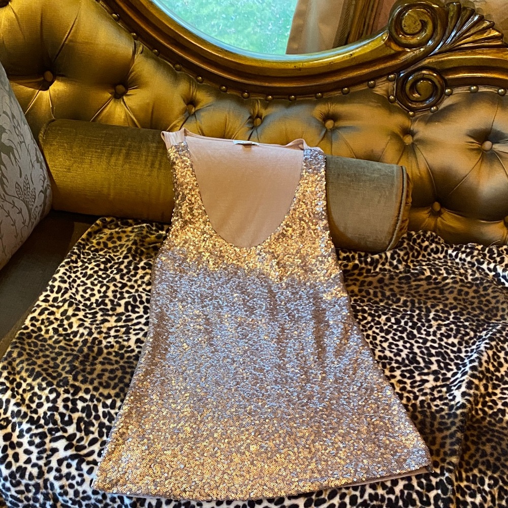 Guess Rose Gold Sequin Sleeveless Tank Top